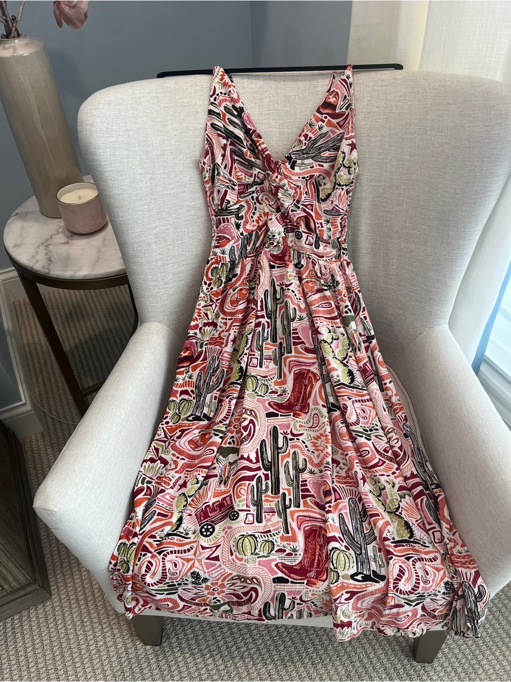 Angie Western Print Twist Front Dress Size S